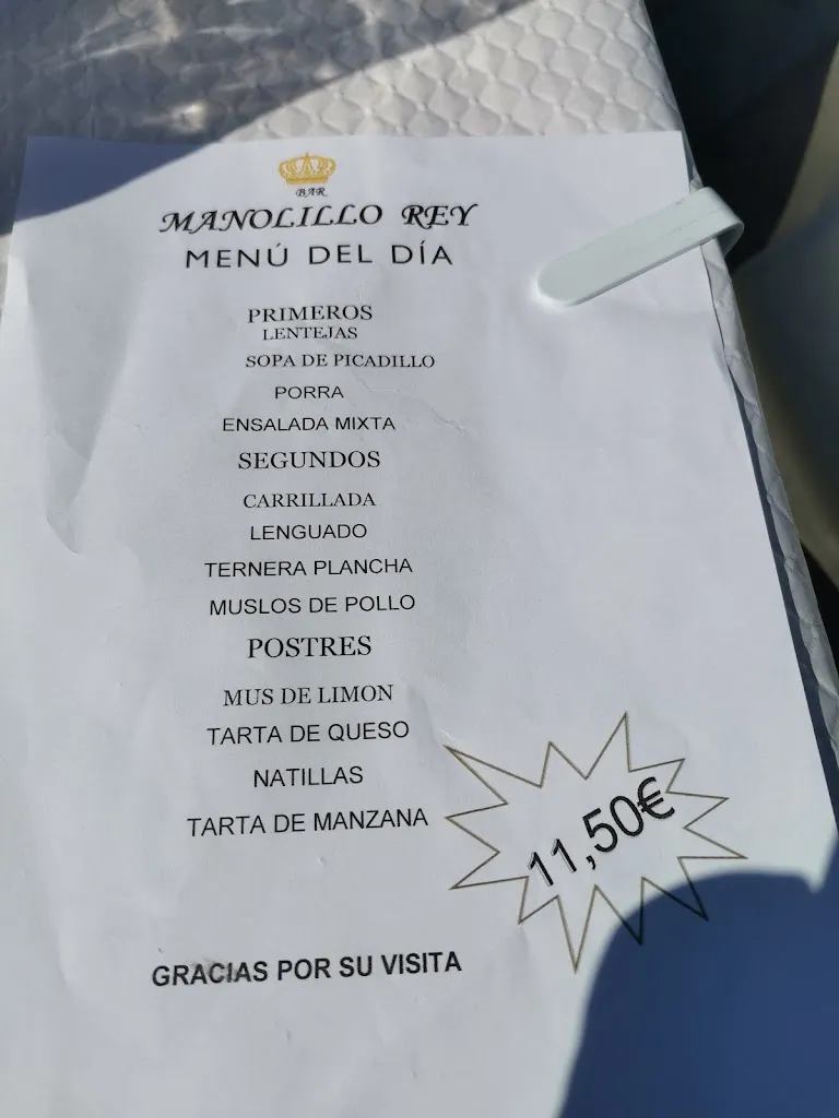 Menu_Bar Cafetería Tejada. 