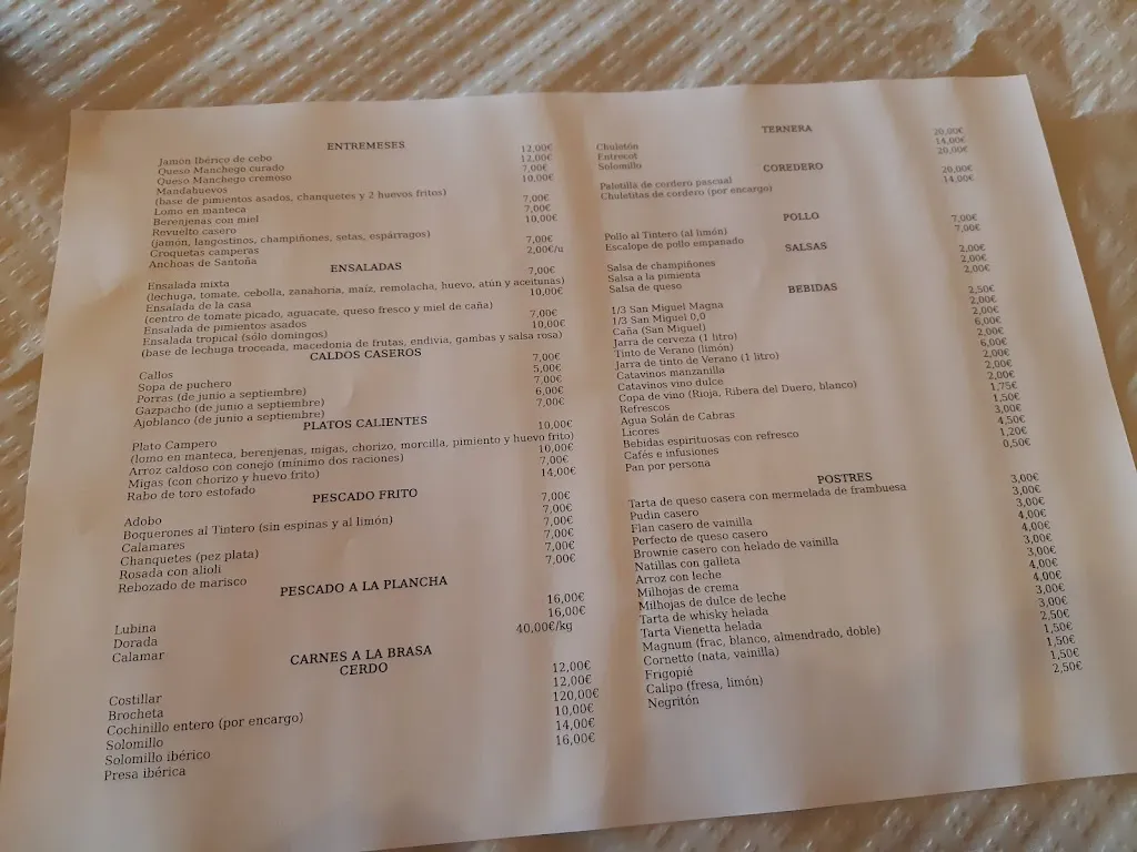 Menu_Hacienda de la Torre antiguo Tintero Campero_Cártama_image_1