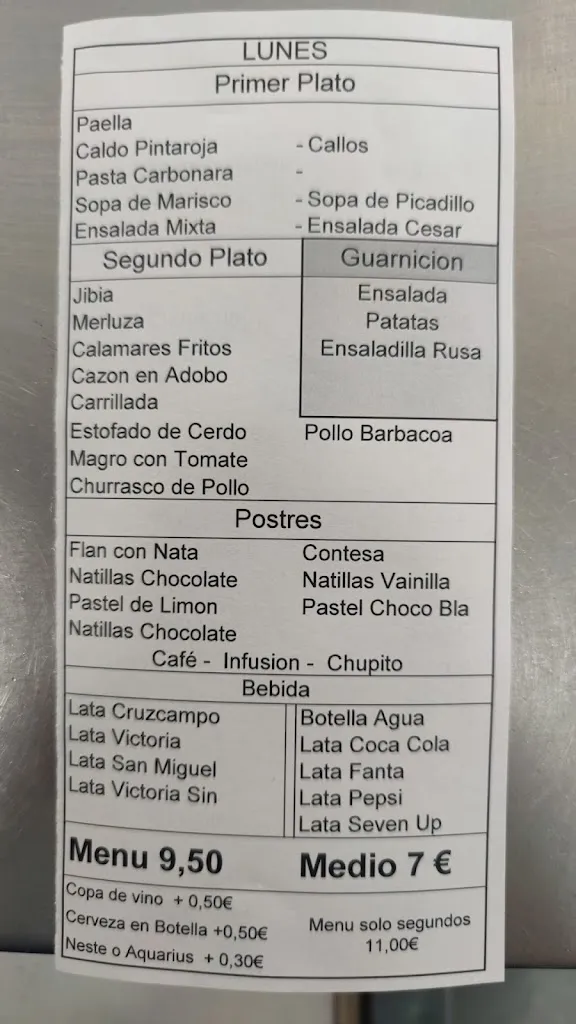 Menu_La Málagueta_Cártama_image_1