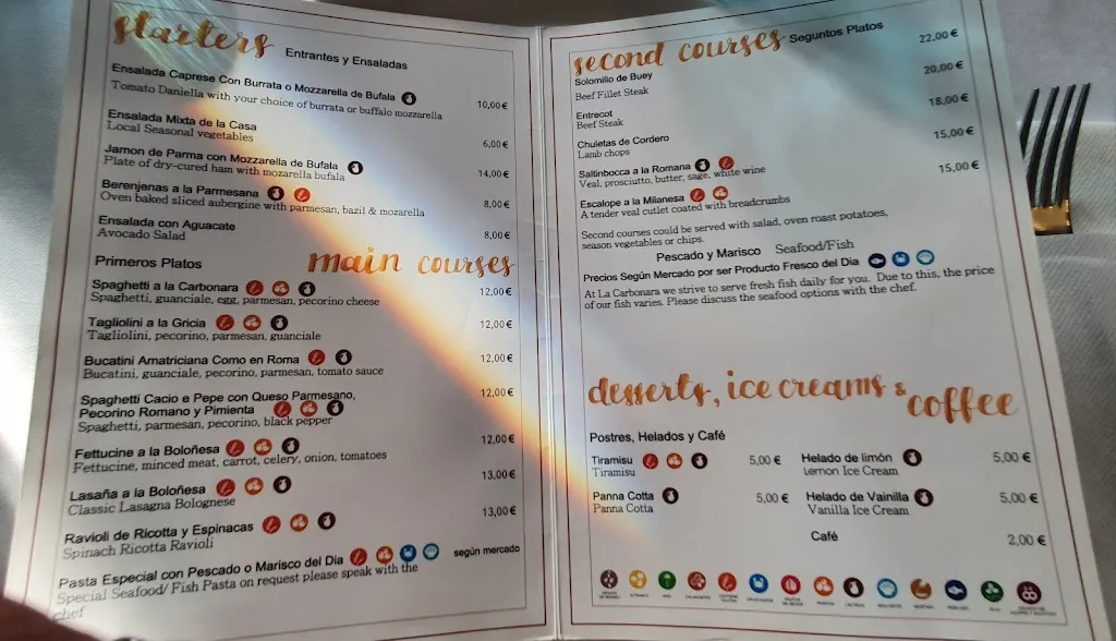 Menu_La Carbonara._Estepona_image_2