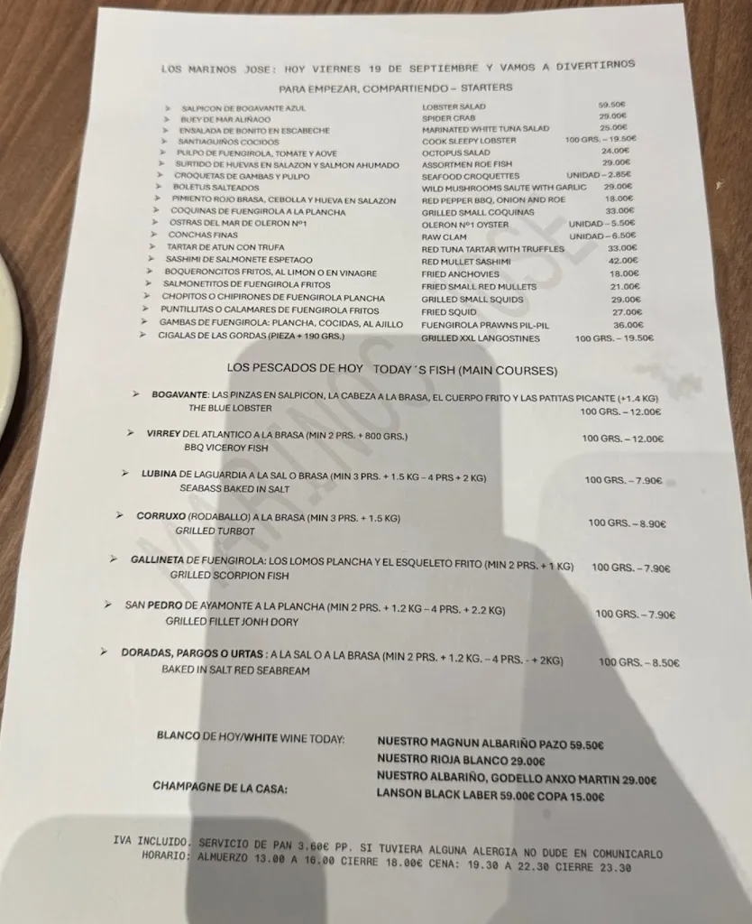 Menu_Marisquería Los Marinos Jose_Fuengirola_image_1