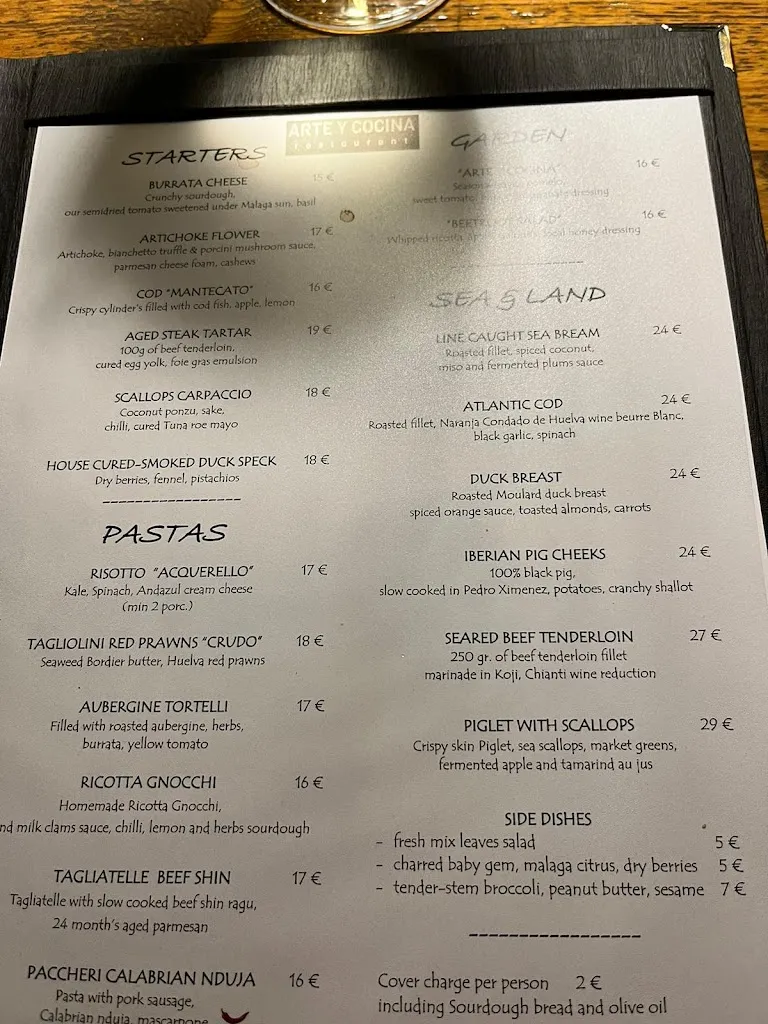 Menu_Arte y Cocina Restaurant_Fuengirola_image_3