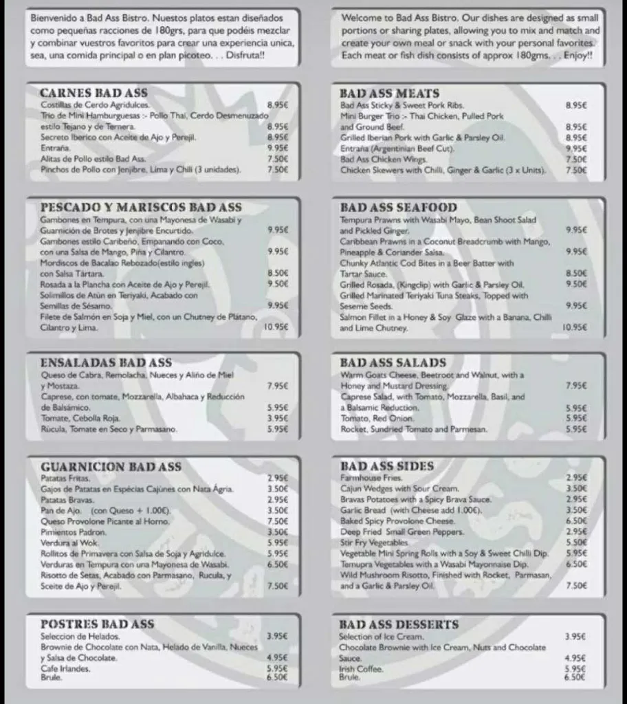 Menu_Restaurante Bad Ass Bistro_Fuengirola_image_1