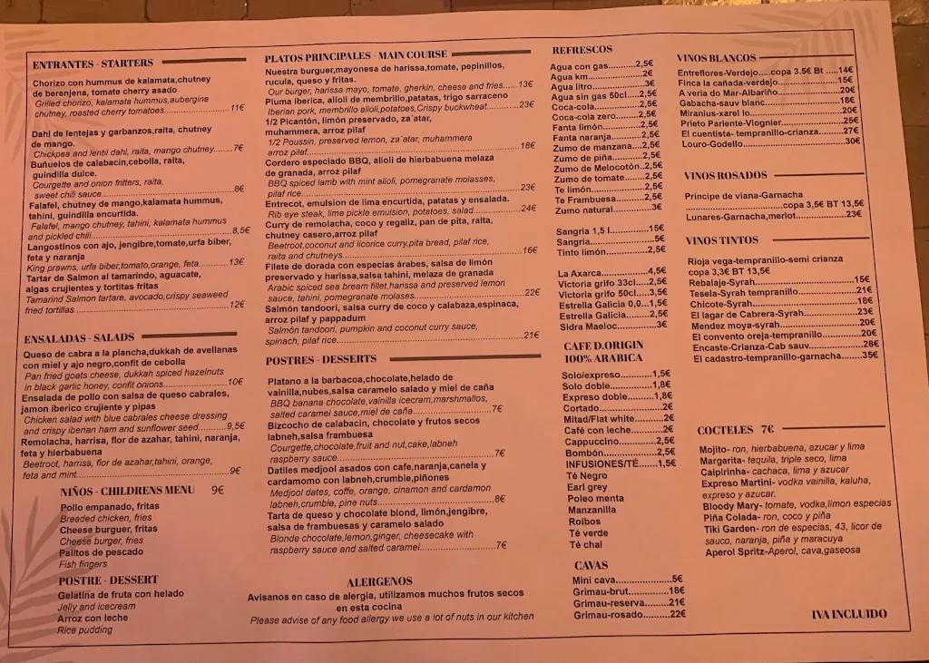 Menu_The Garden Restaurant / Restaurante El Jardín_Frigiliana_image_2