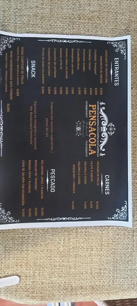 Menu_Bar Restaurante Pensacola_Macharaviaya_image_1