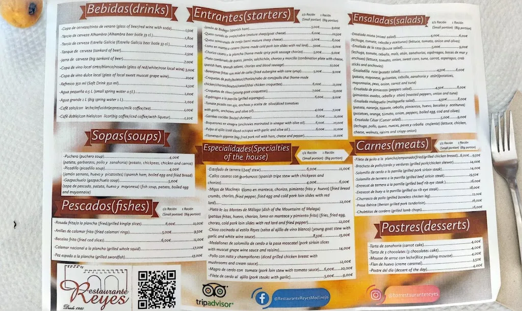 Menu_Bar Restaurante Reyes_Moclinejo_image_4