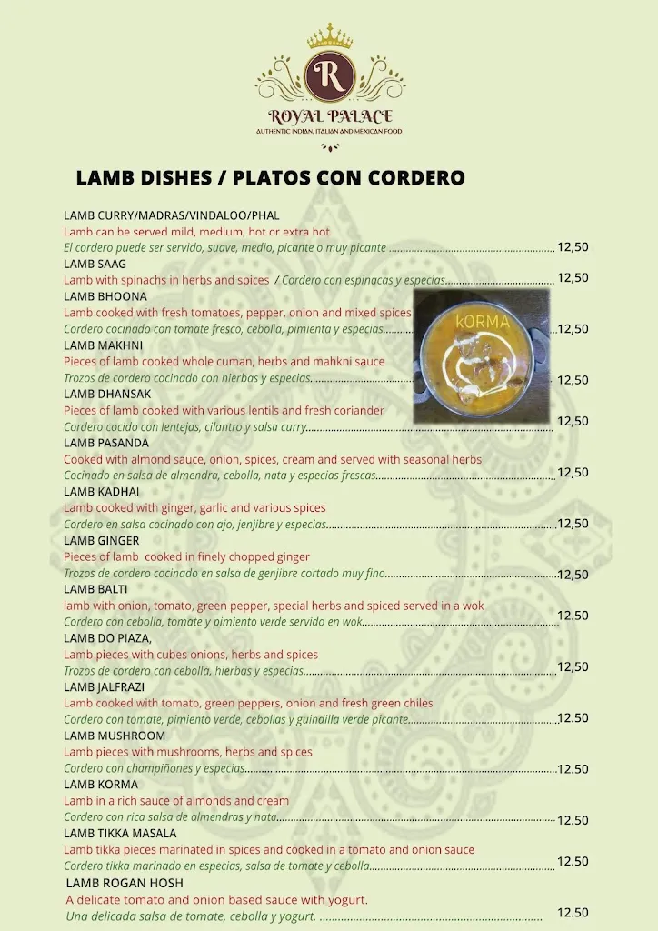 Menu_Royal Palace Indian Restaurant Mijas_Mijas_image_4