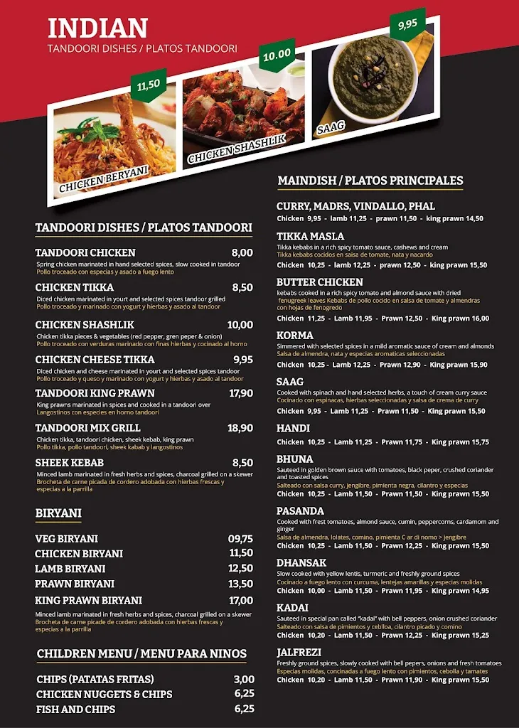 Menu_Three Flavors Restaurant Indian, Italian, Mexican_Mijas_image_1