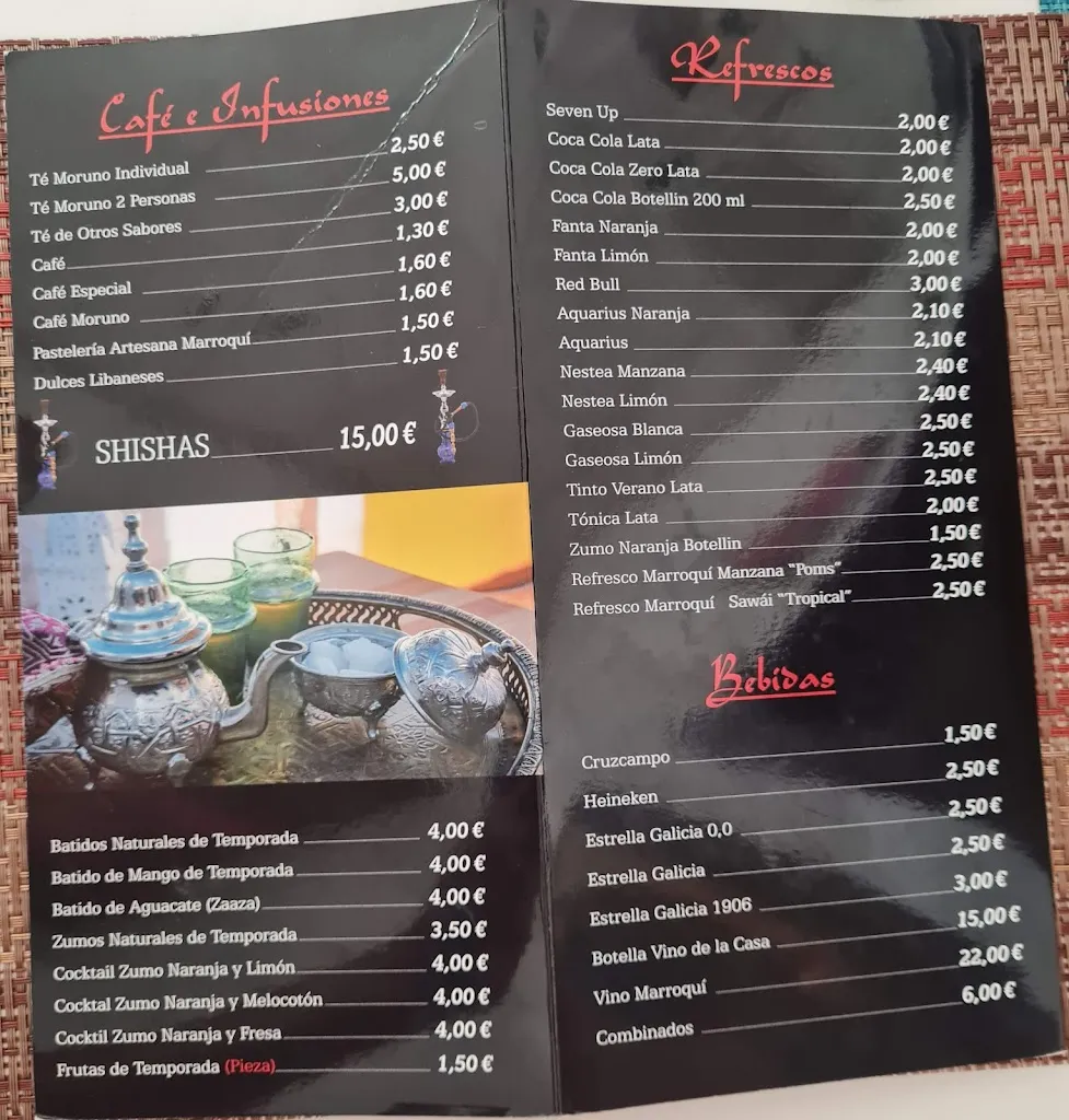 Menu_Restaurante Al Minzah Especialidades Marroquies_Ojén_image_2