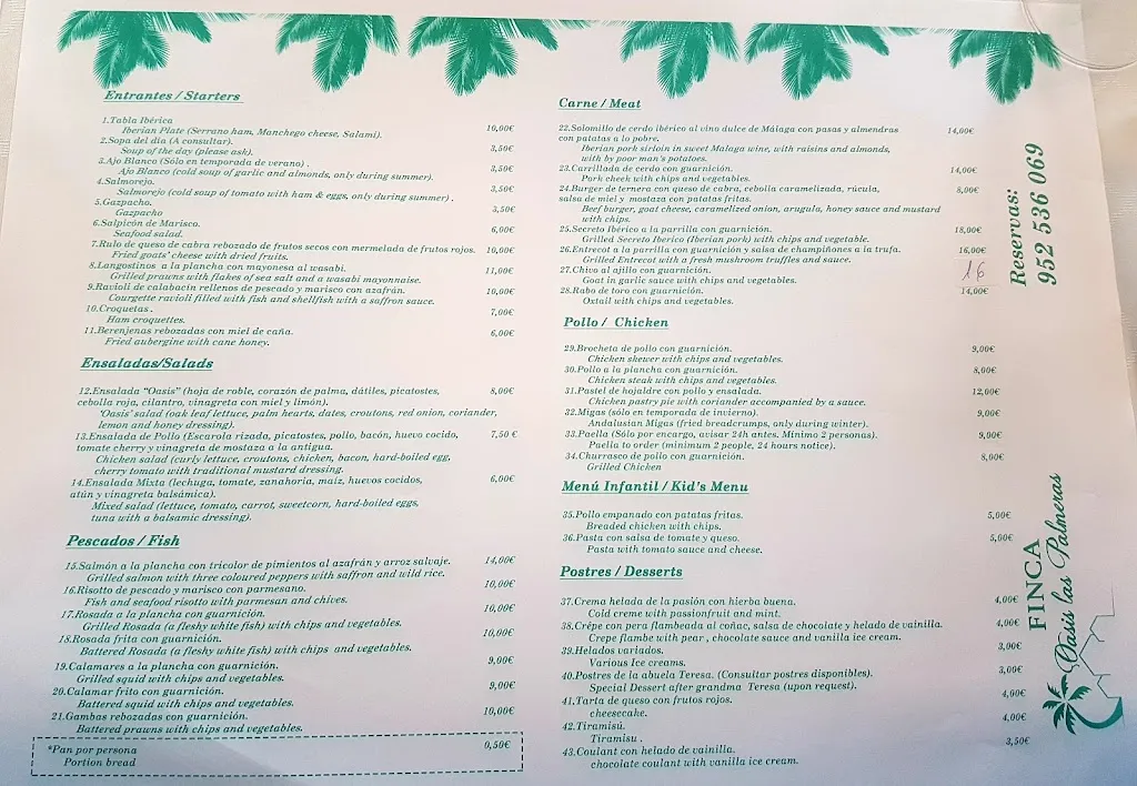 Menu_FINCA OASIS LAS PALMERAS_Periana_image_1