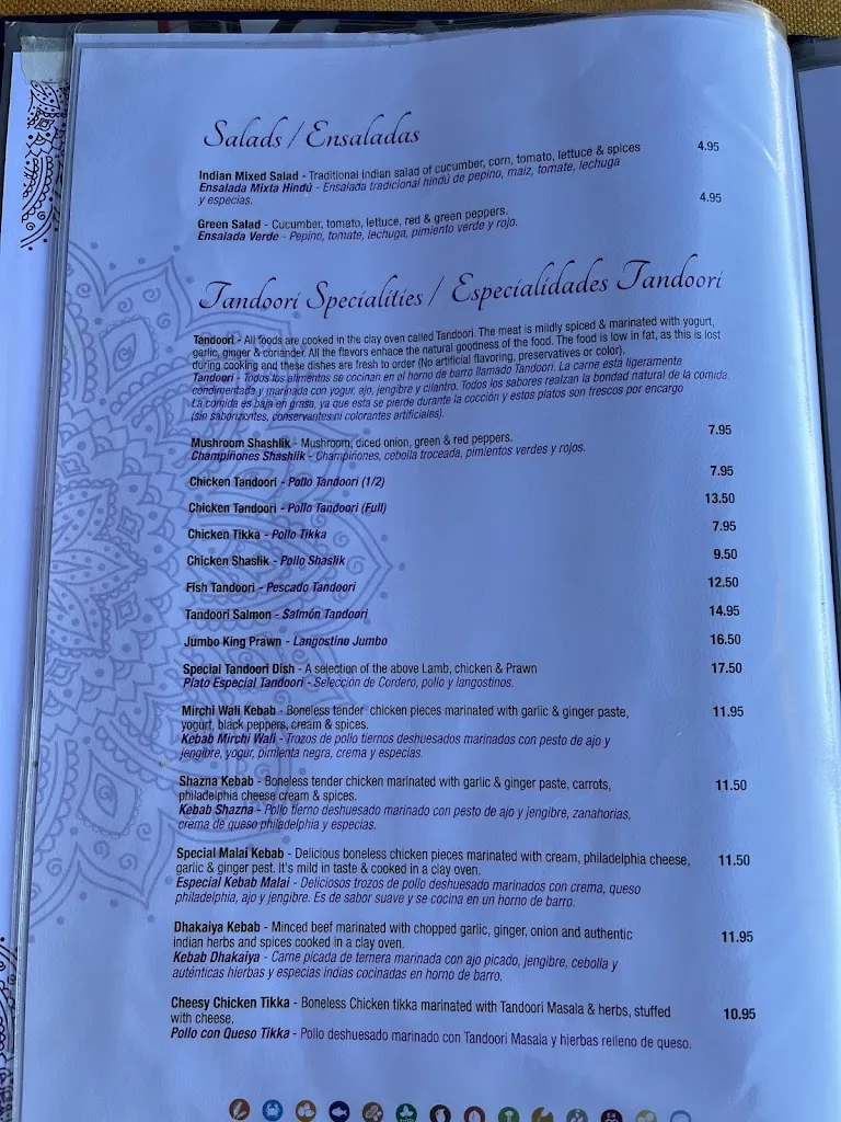 Menu_A Taste Of India Shazna_Manilva_immagine_1