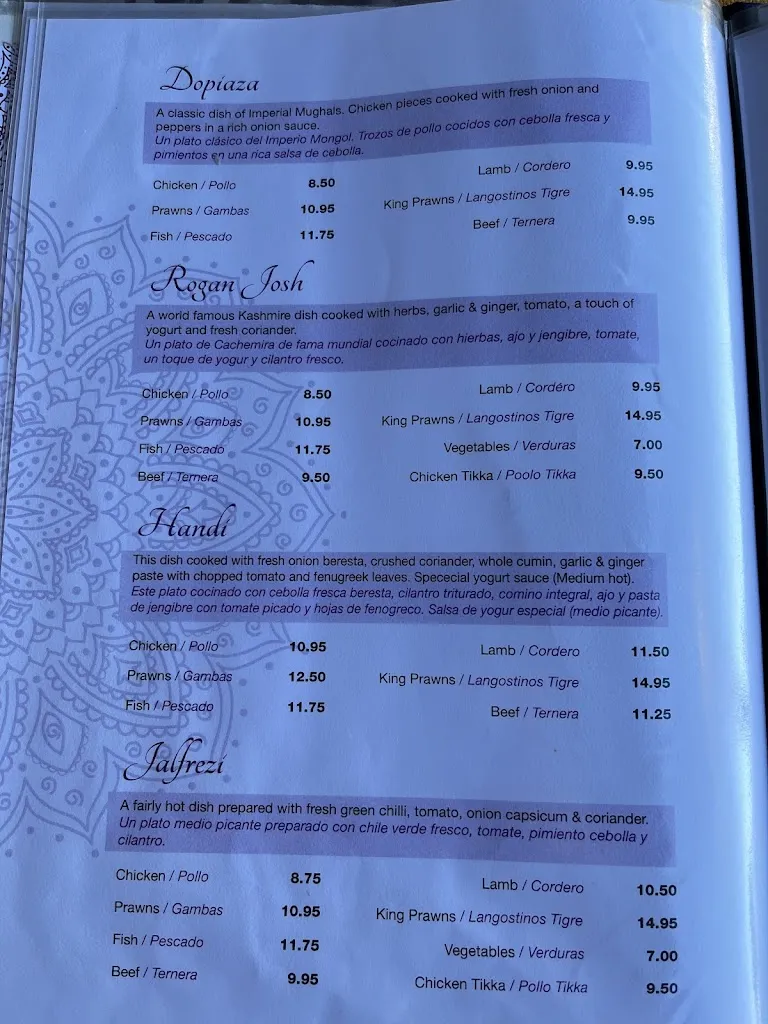Menu_A Taste Of India Shazna_Manilva_immagine_2