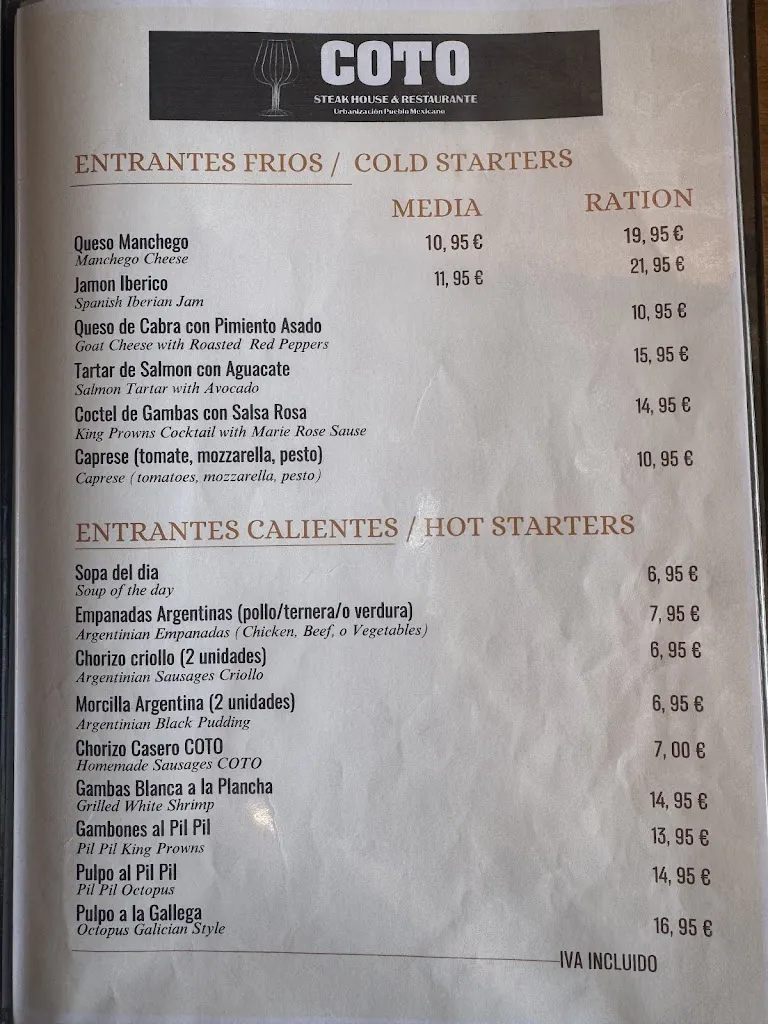 Menu_COTO STEAK HOUSE & RESTAURANTE_Manilva_image_2