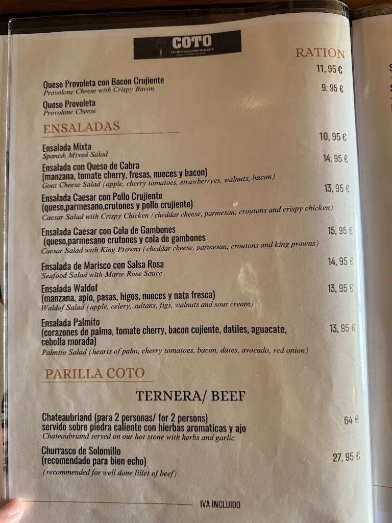 Menu_COTO STEAK HOUSE & RESTAURANTE_Manilva_image_3