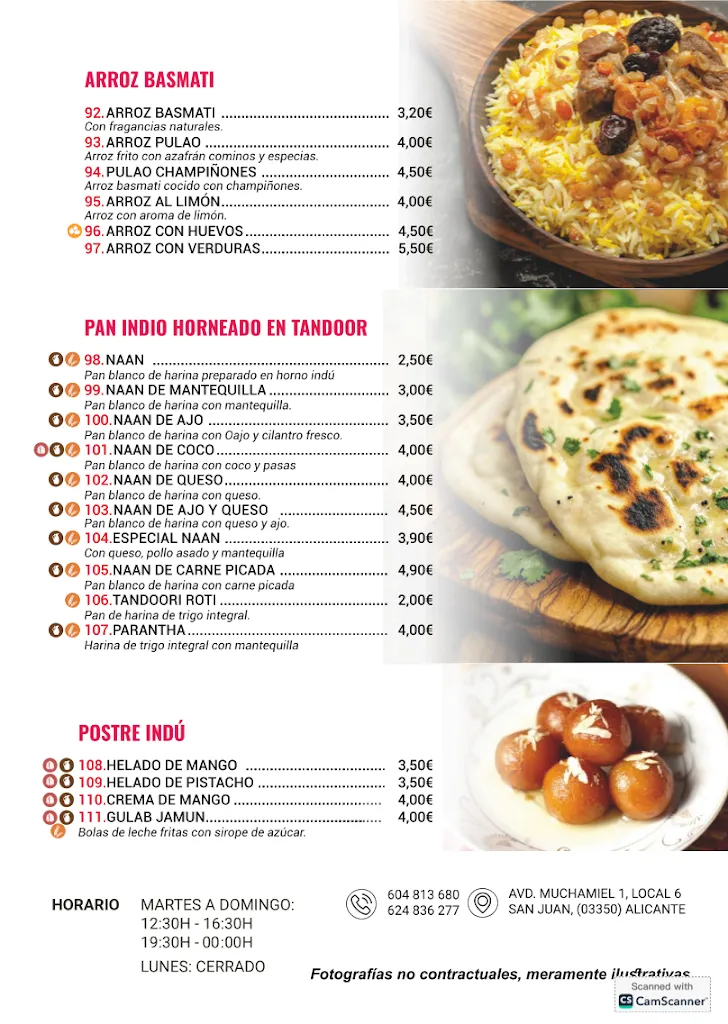 Menu_Taj Tandoori Indian Restautant_Mutxamel_immagine_4