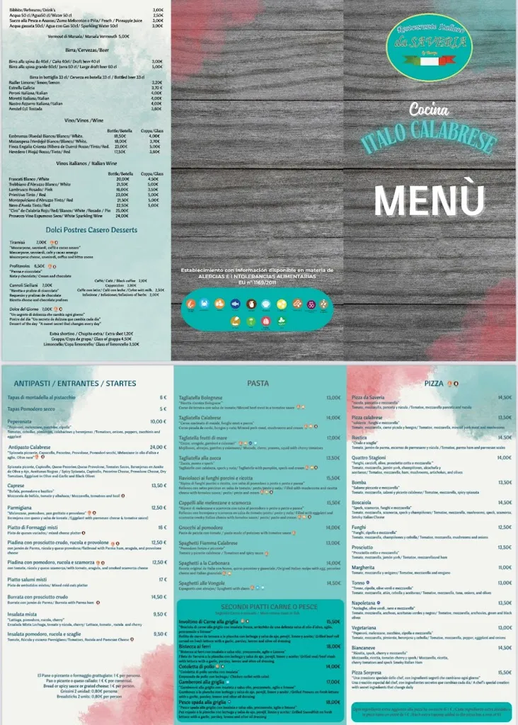 Menu_Restaurante Italiano Da Saveria_Málaga_image_1