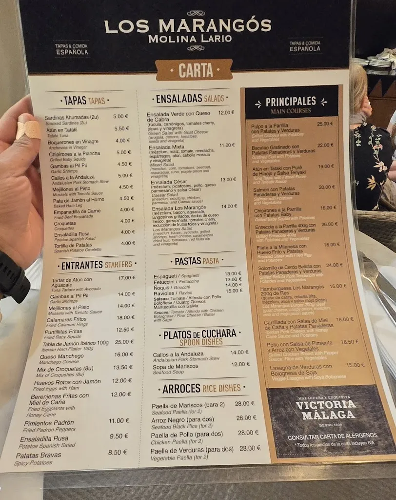 Menü_Los Marangós Molina Lario_Málaga_Bild_2