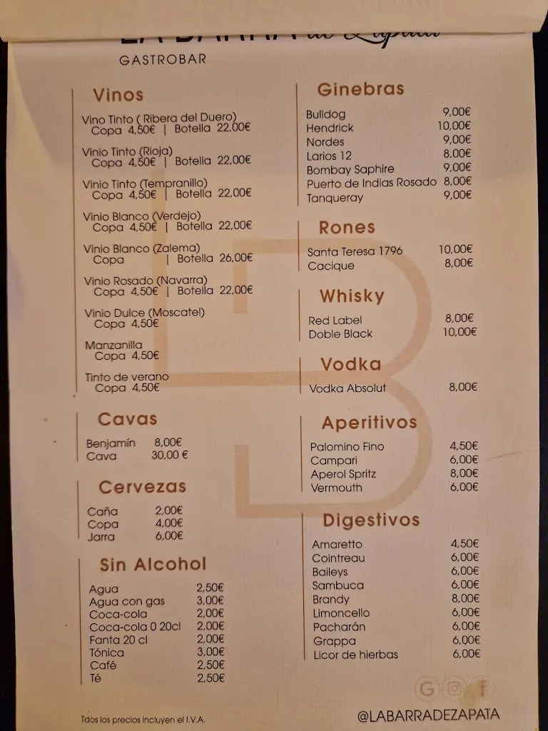 Menu_La Barra de Zapata_Málaga_image_1