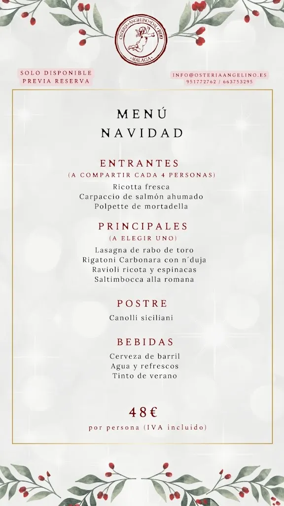 Menu_Restaurante Italiano 🍝 Osteria Angelino dal 1899 Malaga_Málaga_image_3