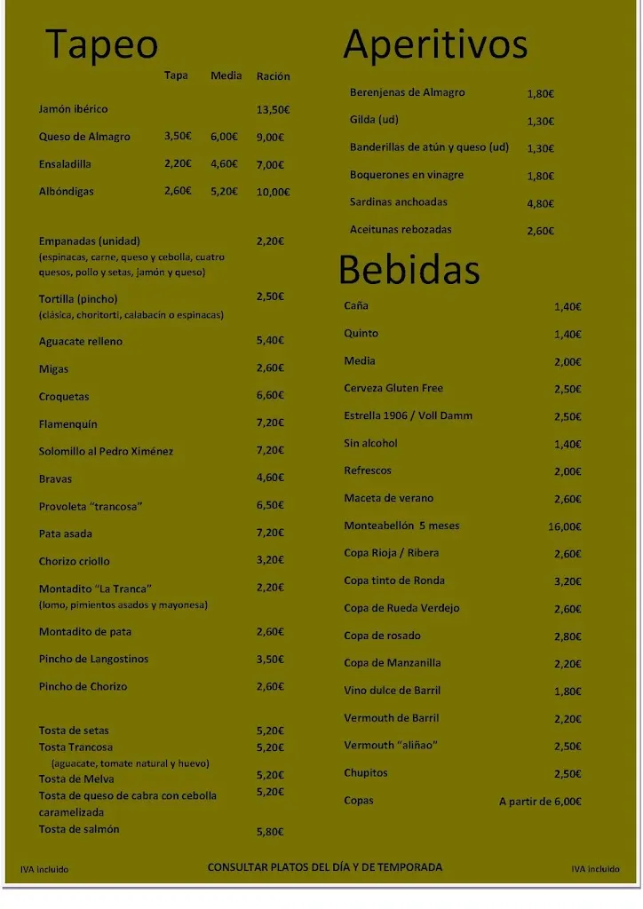 Menu_Bar La Tranca_Málaga_image_2