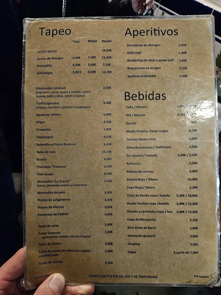 Menu_Bar La Tranca_Málaga_image_4