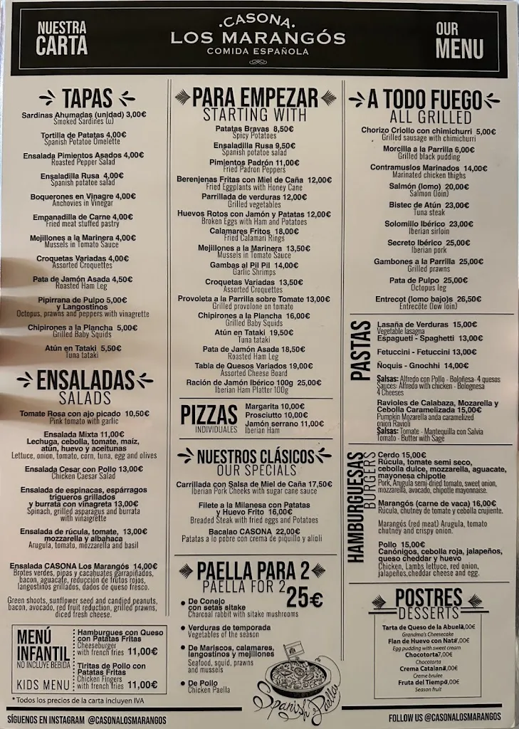 Menu_Casona los Marangós | Tapas y Comida Española_Málaga_image_1