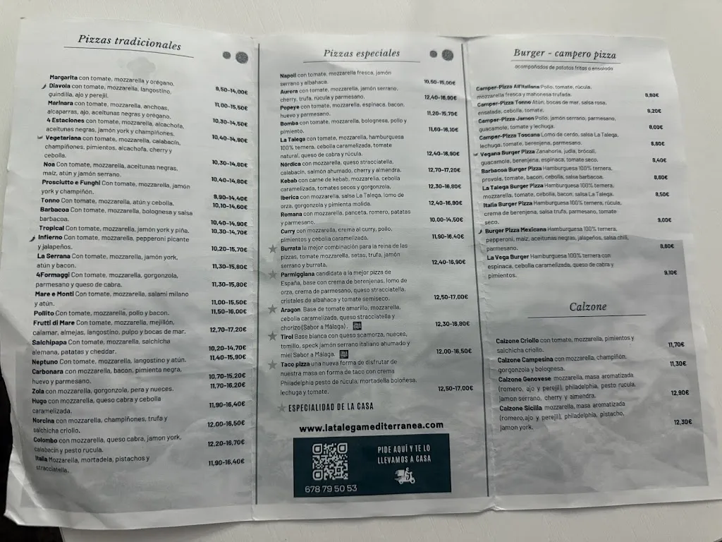 Menu_La Talega Mediterránea pizzeria_Pizarra_image_1