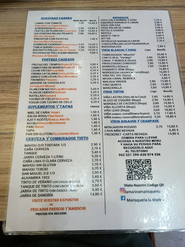 Menu_La Marina Marisqueria_Nerja_image_1