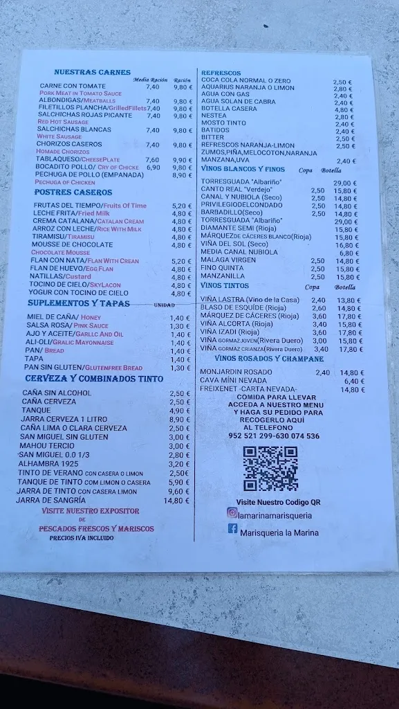 Menu_La Marina Marisqueria_Nerja_image_2
