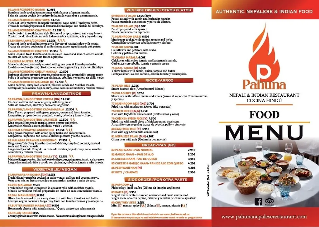 Menu_Pahuna Nepalese Restaurant Nerja_Nerja_immagine_1