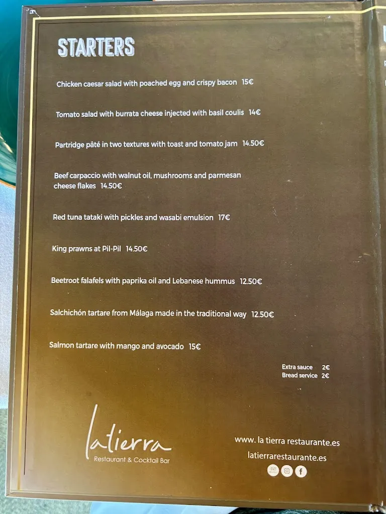 Menu_latierra restaurante_Torremolinos_image_1