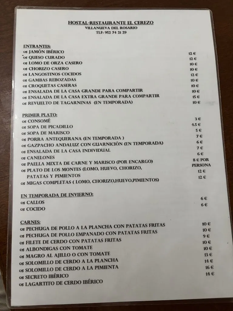 Menu_Hostal Restaurante El Cerezo_Villanueva del Rosario_image_1