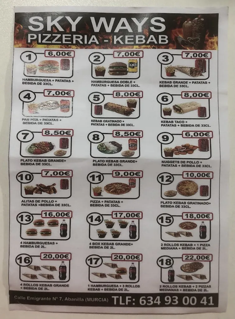 Menu_Sky Ways Pizzeria-Kebab_Abanilla_immagine_1