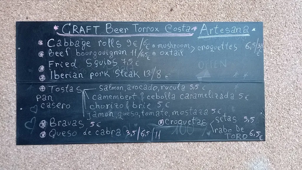 Menu_Artesana beer paradise_Torrox_image_1