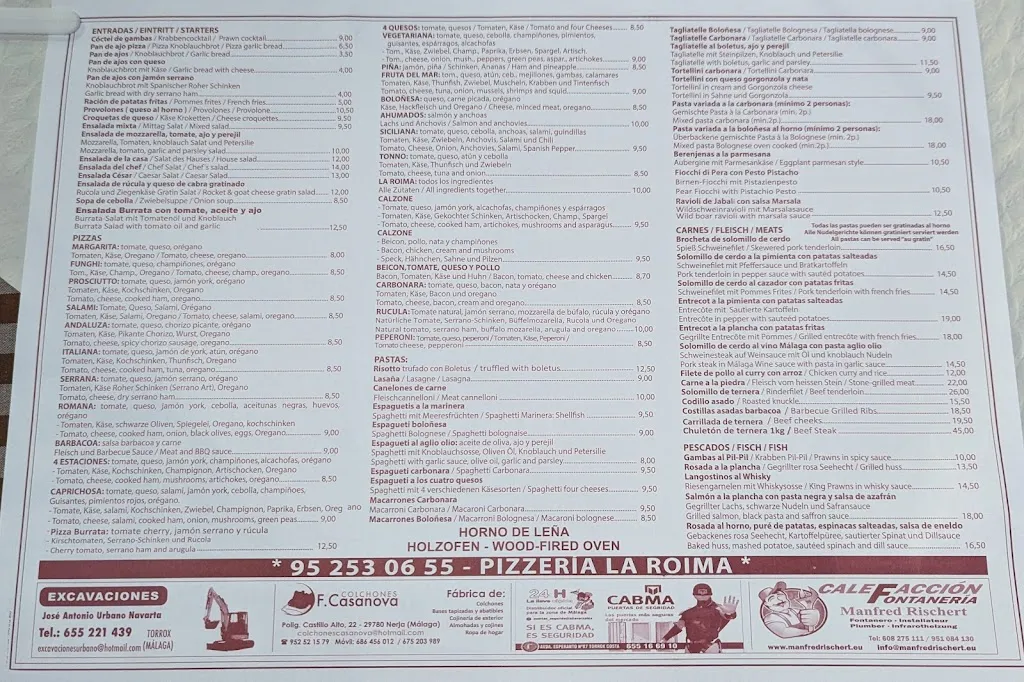 Menu_Restaurante Pizzería La Roima_Torrox_image_1