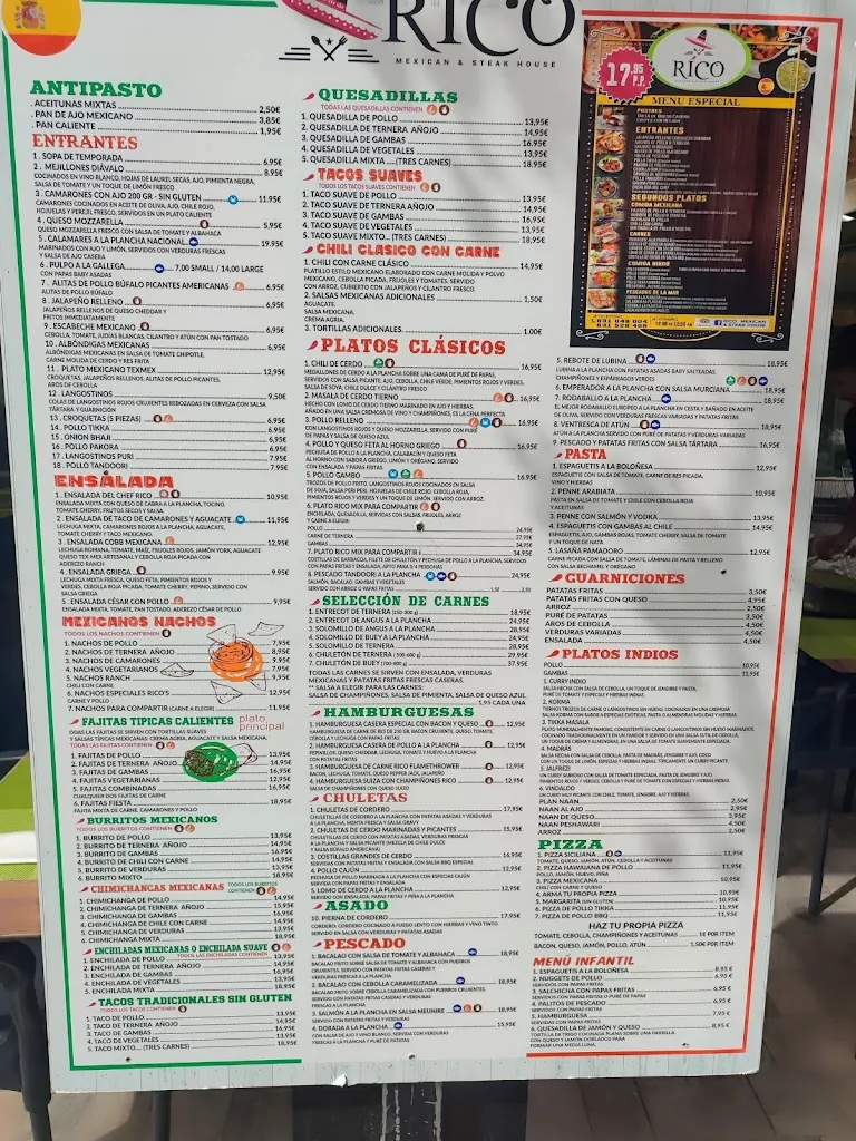 Menu_Rico Mexican and Steak House Restaurant_Alcázares Los_image_1