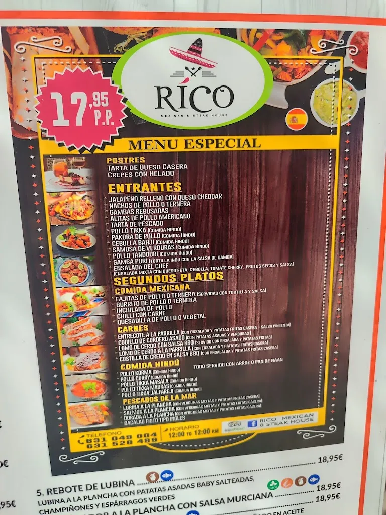 Menu_Rico Mexican and Steak House Restaurant_Alcázares Los_image_2