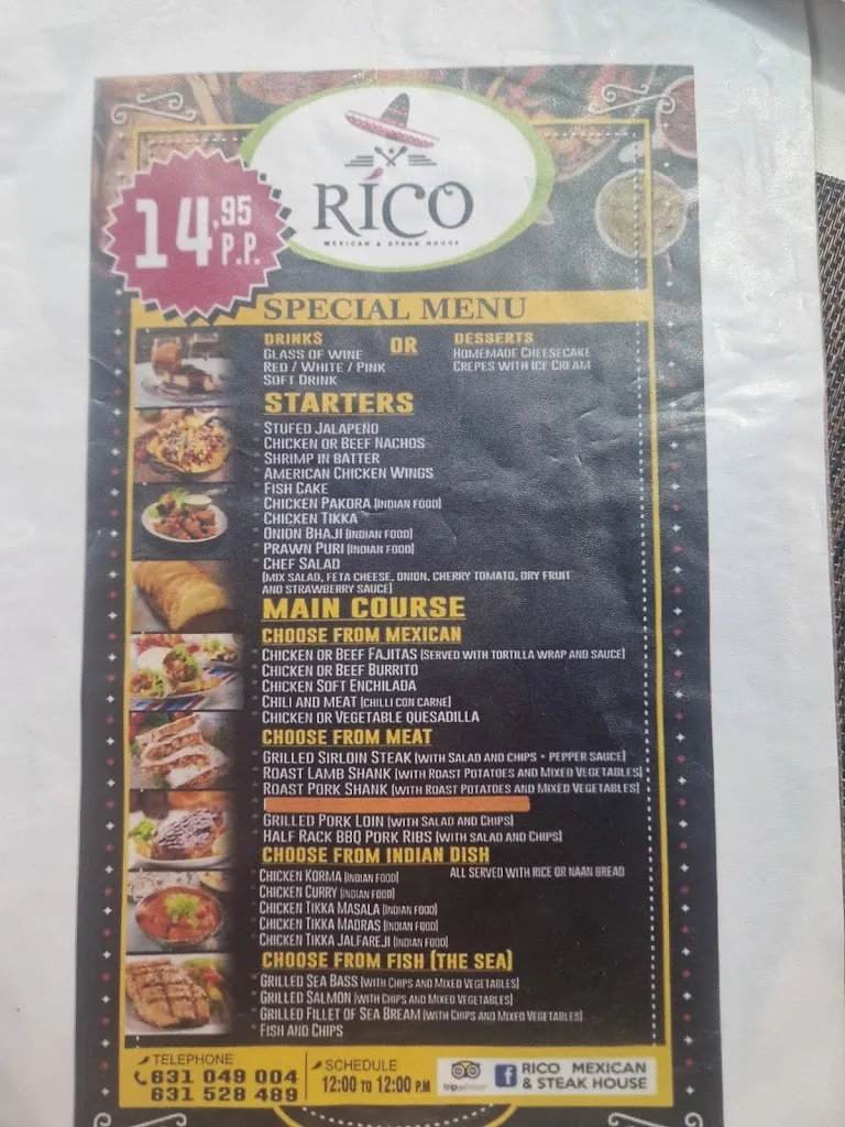 Menu_Rico Mexican and Steak House Restaurant_Alcázares Los_image_4