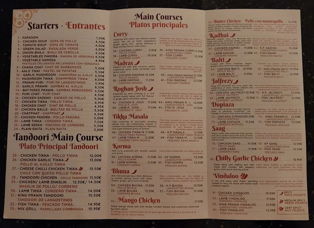 Menu_Currys Nepali_Alcázares Los_image_1