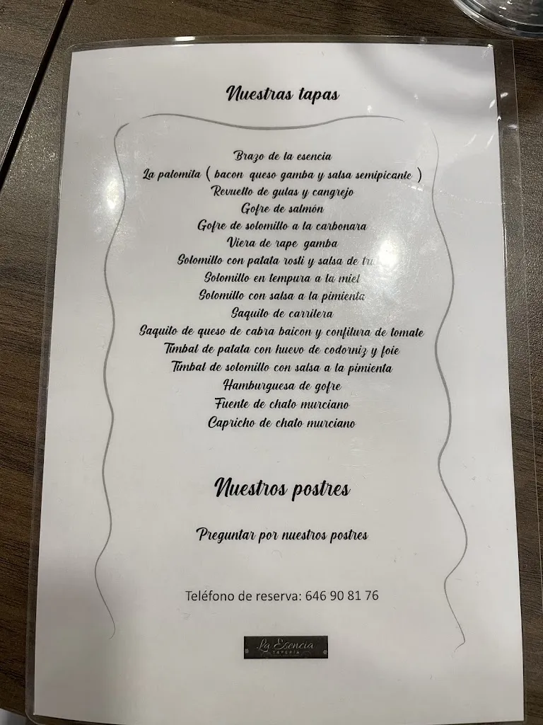 Menu_LA ESENCIA TAPERIA_Alguazas_immagine_2