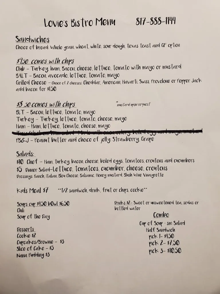 Menu_Lovie's Bistro_Aledo_image_1