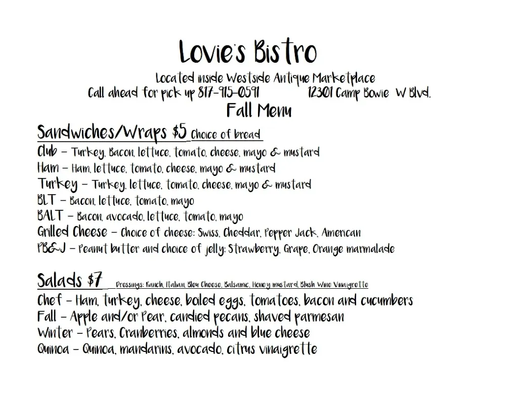 Menu_Lovie's Bistro_Aledo_image_4