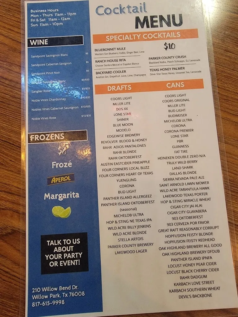 Menu_Parker County Ice House_Aledo_image_2