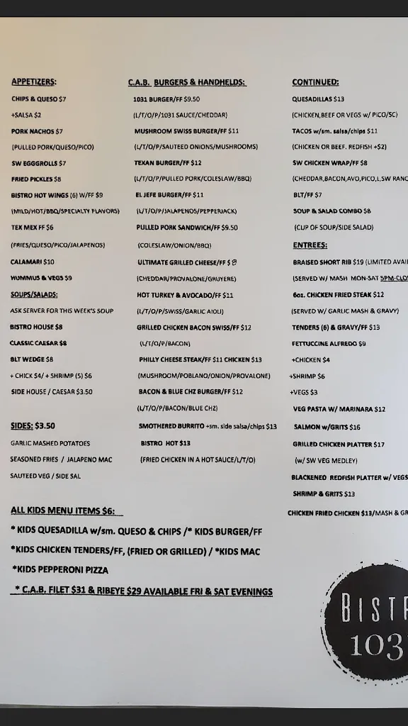 Menu_Bistro 1031_Aledo_image_1