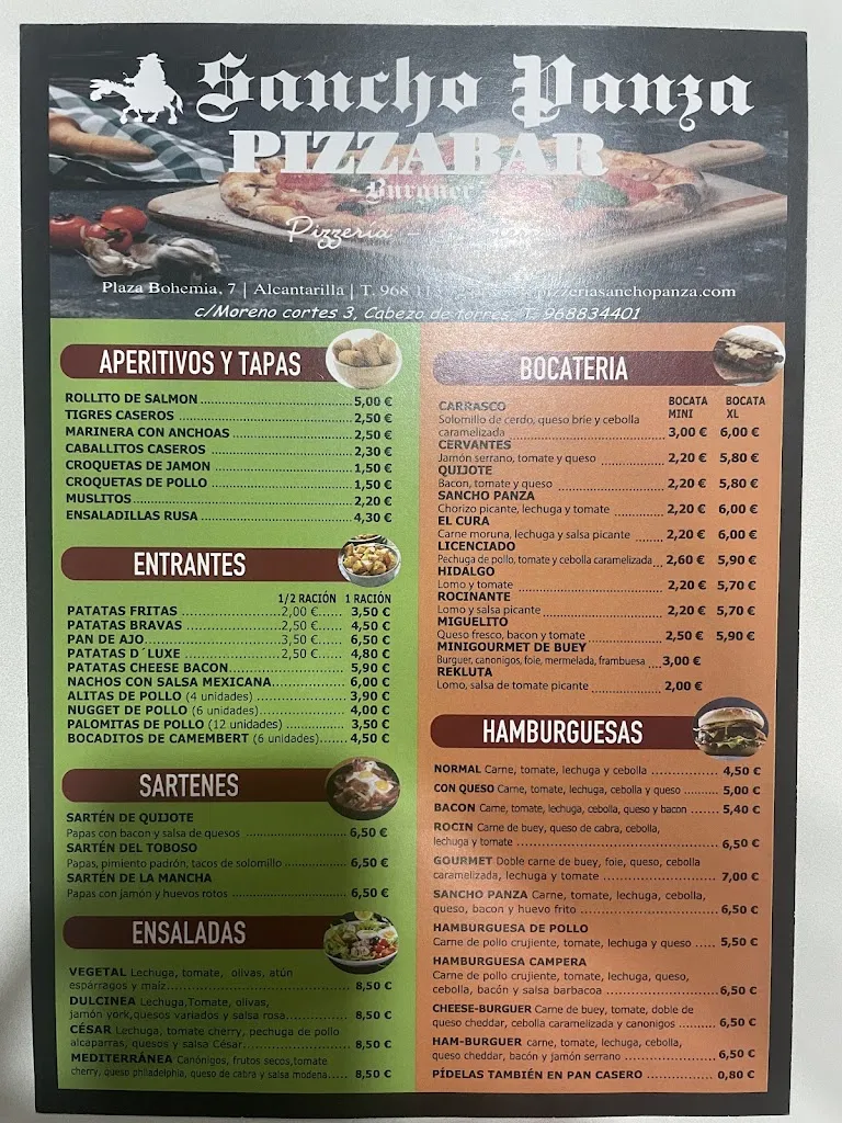 Menu_Sancho Panza_Alcantarilla_image_1