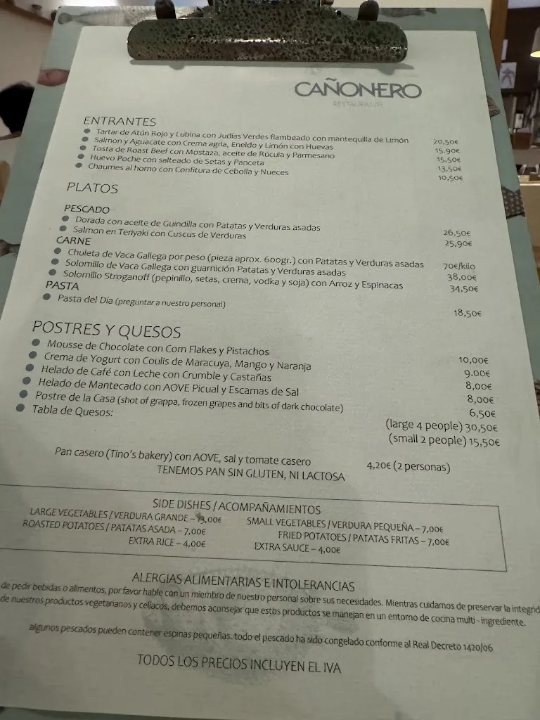 Menu_Restaurante Cañonero_Atamaría_immagine_2