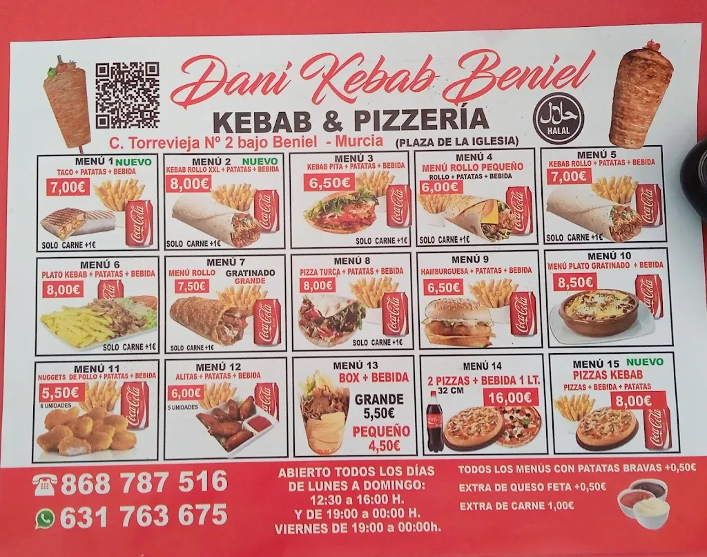 Menu_Dani kabab doner and pizzeria beniel حلال_Beniel_image_1