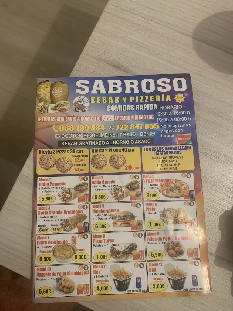 Menu_Sabroso kebab y pizzeria_Beniel_image_3