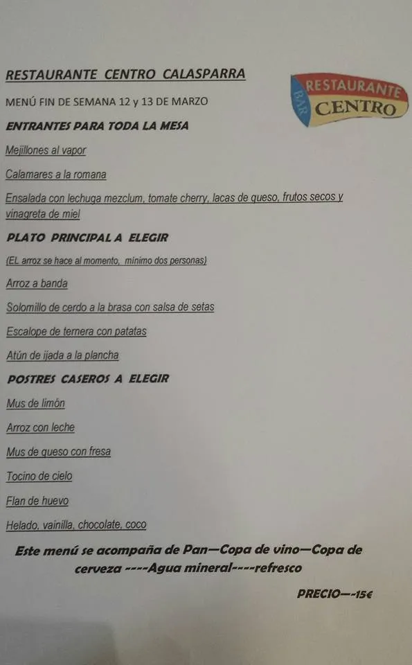 Menu_Bar Restaurante CENTRO_Calasparra_image_3