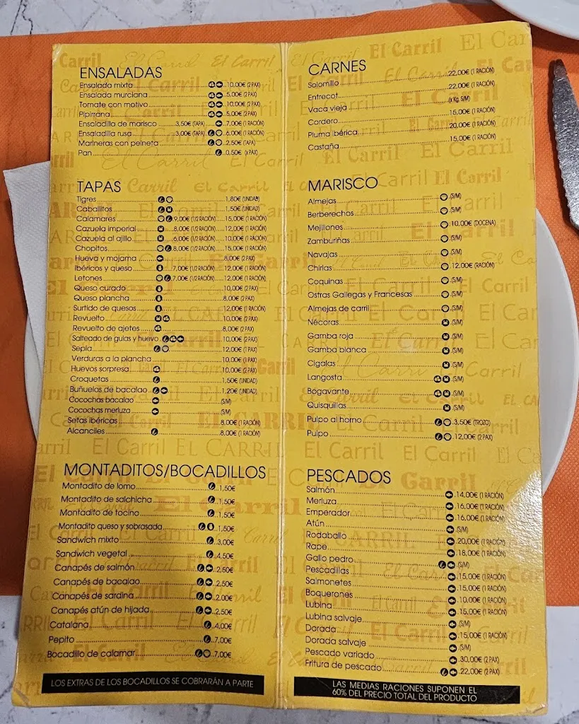 Menu_Bar El Carril_Archena_image_1